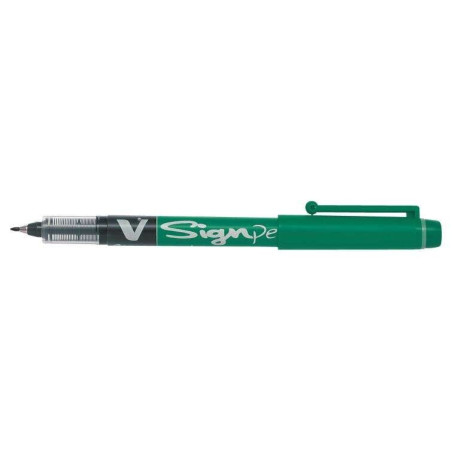 Pack de 12 - Marqueur à pointe fine Pilot V-Sign Pen - Pointe fine 2 mm - Course 0,6 mm - Couleur verte