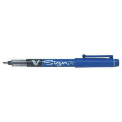 Pack de 12 - Marqueur à pointe fine Pilot V-Sign Pen - Pointe fine 2 mm - Course 0,6 mm - Couleur bleue