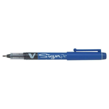 Pack de 12 - Marqueur à pointe fine Pilot V-Sign Pen - Pointe fine 2 mm - Course 0,6 mm - Couleur bleue