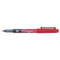 Pack de 12 - Marqueur à pointe fine Pilot V-Sign Pen - Pointe fine 2 mm - Course 0,6 mm - Couleur rouge