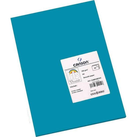Canson Guarro Lot de 50 Papier Cartonné Iris A4 185 g - 21x29,7 cm - Coloris Bleu Caraïbe