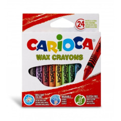 Carioca Pack de 24 Crayons Pastel - Couleurs Vives - Lavables - Corps Ø 8 mm - Couleurs Diverses
