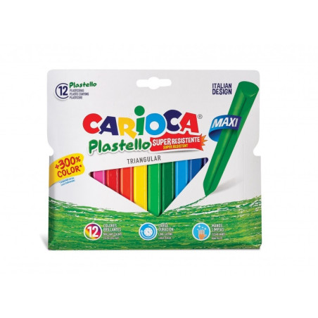 Carioca Maxi Pack de 12 taille-crayons triangulaires en plastique - Extra propre - Dure 3 fois plus longtemps - Couleurs vives