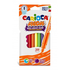 Carioca Neon Pack de 8 marqueurs - Encre fluorescente - Parfait pour colorier et souligner - Lavable sur la peau et les tissus