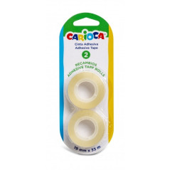 Carioca Blister de 2 Rubans Adhésifs Transparents - Ne jaunit pas avec le temps - Idéal pour Papier et Carton
