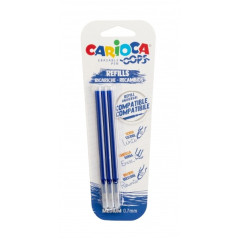 Carioca Oops Pack de 3 Recharges Stylo Effaçable - Encre Thermo-Sensible - Pointe 07 mm - Compatible avec Oops Pen