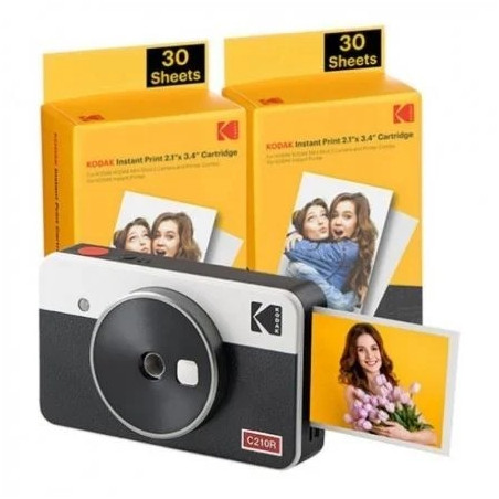 Pack Appareil Photo Numérique Instantané Rétro Bluetooth Kodak Mini Shot 2 + 60 Feuilles de Papier Photo 5,3x8,6 cm