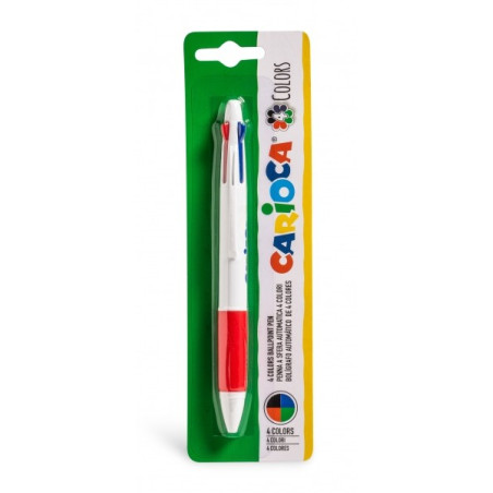 Stylo à bille Carioca 4 couleurs - Stylo à bille automatique - 4 couleurs dans un seul stylo - Pointe Ø 1 mm