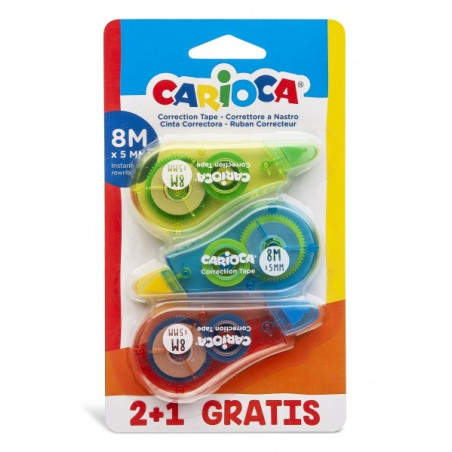 Carioca Corrector Tape Pack 21 - Couverture - Vous pouvez réécrire immédiatement - Idéal pour tout type de papier