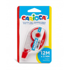 Ruban correcteur Carioca Tape 12M - Couverture - Réinscriptible - Idéal pour tout type de papier - Couleur blanche
