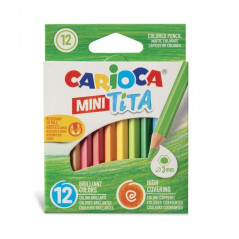 Carioca Tita Lot de 12 Mini Crayons en Résine - Corps Hexagonal - Couleurs Vives et Lavables - Écriture Douce