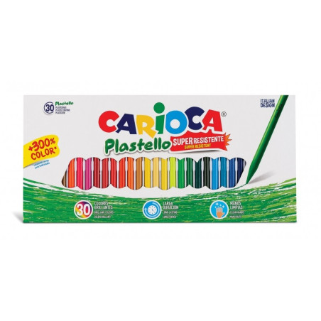 Carioca Lot de 30 gommes en plastique – Extra propres – Ne laissent aucune couleur sur les mains – Dure trois fois plus