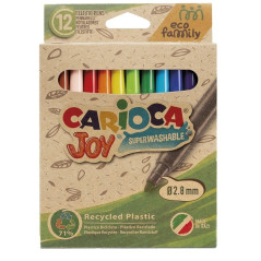 Carioca Joy Lot de 12 marqueurs à pointe fine Eco Family - Encre super lavable - Pointe fine verrouillée 2,8 mm
