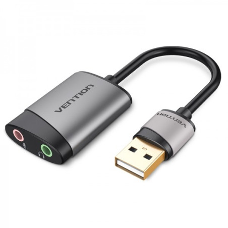 Carte Son Vention USB-A vers 2xJack 3.5 Femelle - Couleur Gris