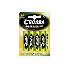 Cegasa Super Alcaline Pack de 4 Piles AA LR6 - Haute Performance - Fiabilité - Technologie Avancée