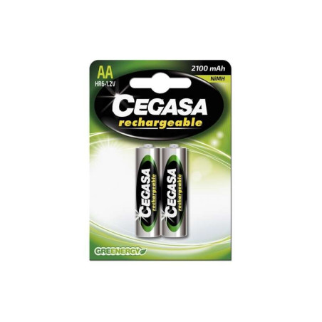 Cegasa HR6 Pack de 2 Piles Rechargeables AA 2100mAh - Technologie RTU - Maintient 85% d'énergie pendant un an