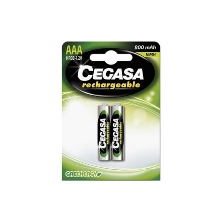 Cegasa HR03 Pack de 2 Piles Rechargeables AAA - Technologie RTU - Maintient 85 dénergie après un an