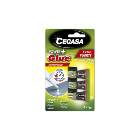 Cegasa Power Glue Pack de 3 Colles Instantanées 1gr - Couleur Transparente
