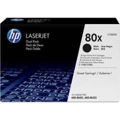 HP CF280XD Noir Pack de 2 Cartouches Toner Originales - 80X