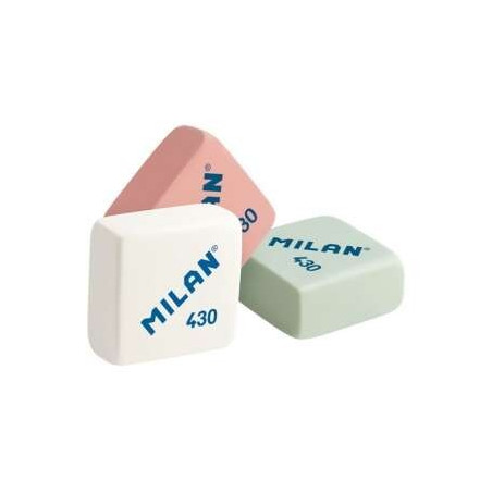 Pack de 30 - Gomme carrée Milan 430 - Mie de pain - Caoutchouc synthétique souple - Couleurs assorties