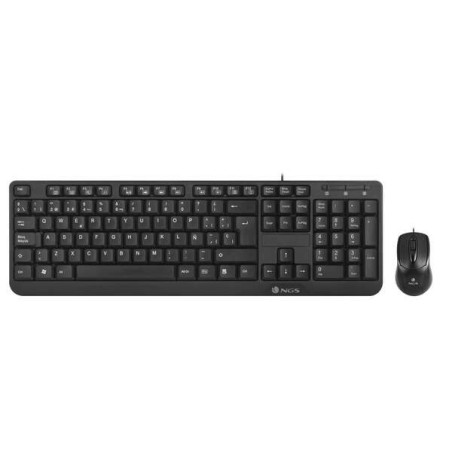 NGS Cocoa Pack Clavier  Souris Multimédia USB 1000dpi 3 Boutons - Utilisation Ambidextre - Coloris Noir