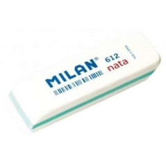 Pack de 12 - Gomme biseautée Milan Nata 612 - Plastique - Souple - Non abrasif - Couleur blanche