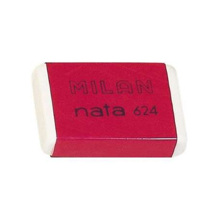 Pack de 24 - Gomme rectangulaire Milan Nata 624 - Plastique - Souple - Non abrasif - Couleur blanche