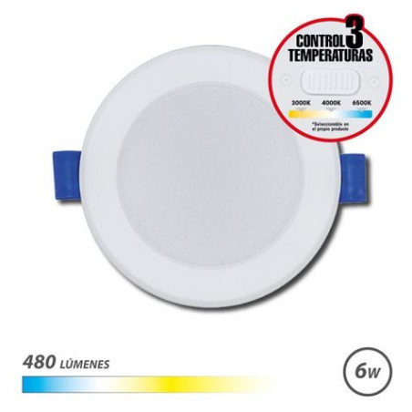 Downlight Circulaire Elbat 6W - 480Lm - Sélecteur 3 Températures - Couleur Blanc