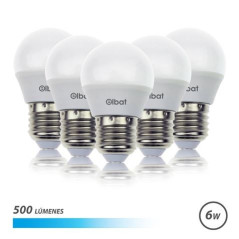 Pack de 5 ampoules LED G45 - 6W - 500Lm - E27 - Lumière froide - Couleur blanche