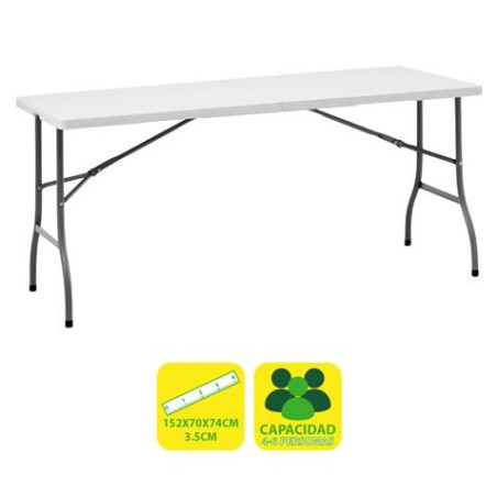 Table pliante en résine Sungarden 152x70x74cm 3.5cm - Couleur blanche