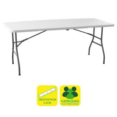 Sungarden Table Pliante en Résine 180x70x74cm 3.5cm - Couleur Blanche