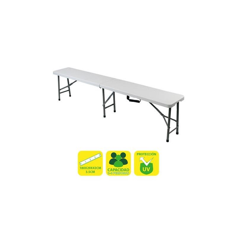 Sungarden Banc en Résine Pliable 180x29x43cm 3.5cm - Couleur Blanche