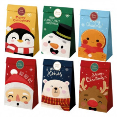 Pack de Noël Dohe de 12 sacs en papier - 2 sacs par modèle - Haute résistance