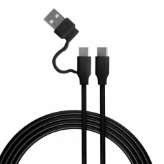 Câble de Chargement USB-C vers USB-C avec Adaptateur USB-A - Compatible avec les Ports PS5 - Longueur 3m - Couleur Noire