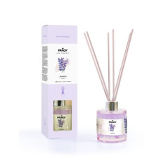 Prady Diffuseur Ambiance Premium Lavande - Flacon en Verre 130ml et Bâtonnets Diffuseurs