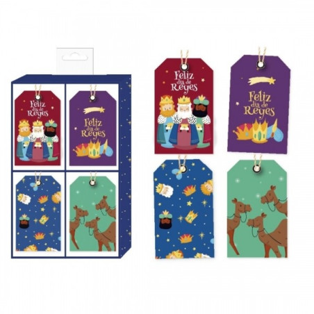 Bismark Pack de 24 Étiquettes Suspendues pour Cadeaux - 4 Designs de Noël - Comprend un Cordon