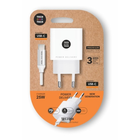 TechOneTech Chargeur mural PD 25W + câble USB-C vers USB-C