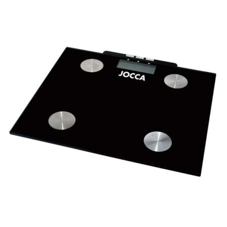 Jocca Balance de Salle de Bain Mesure Graisse - Écran LCD - 10 Mémoires - Plateforme en Verre - Poids Max. 150 kg