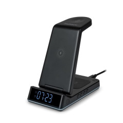 Thomson Réveil avec Station de Charge sans Fil pour Smartphone, iWatch et Écouteurs - Écran LCD - Lampe de Nuit