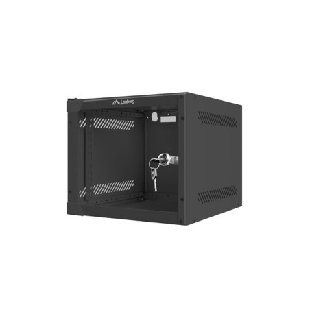 Armoires Rack Lanberg WF10 10" Mural 4U - Dimensions 280x310x247 - Porte en Verre - Serrure de Sécurité - Couleur Noire