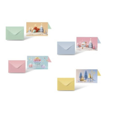 Pack Bismark de 24 cartes de vœux de Noël avec enveloppe pastel - Taille de la carte 12,5x17,5 cm - Designs variés pastel