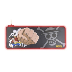 FR-TEC One Piece Luffy Tapis de Clavier et Souris XL - Lumière LED Rouge sur les Bords - Base en Caoutchouc Antidérapante