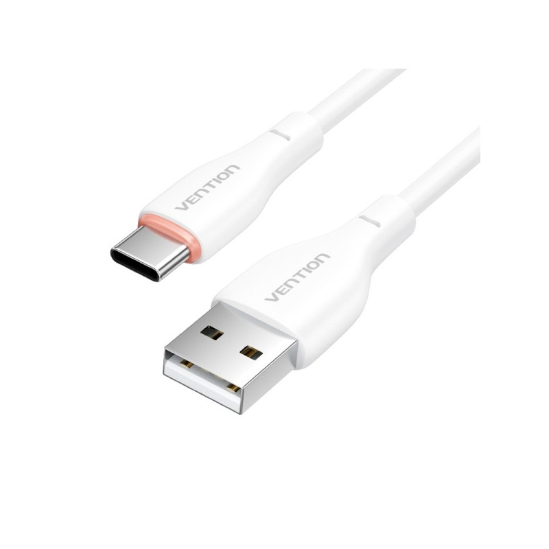 Câble de Charge Vention USB-A/USB-C - 480Mbps - 3A - 15W Max - Couleur Blanche