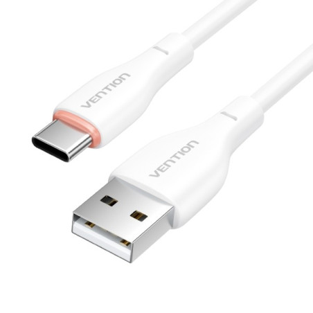 Câble de Charge Vention USB-A/USB-C - 480Mbps - 3A - 15W Max - Couleur Blanche