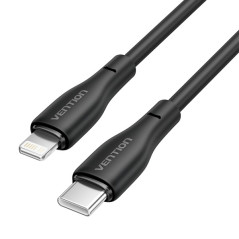 Câble de Charge USB-C/Lightning Vention - TPE Durable - Transfert 480Mbps - Alimentation 3A - Puissance 27W - Couleur Noir