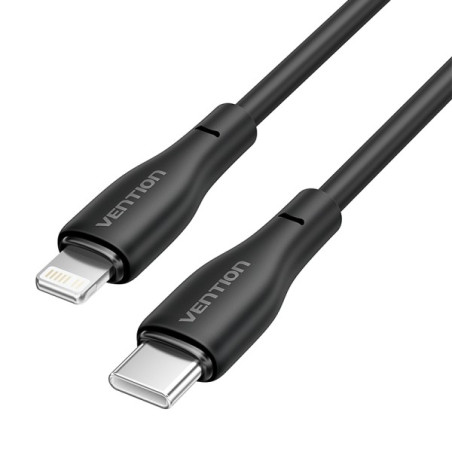 Câble de Charge USB-C/Lightning Vention - TPE Durable - Transfert 480Mbps - Alimentation 3A - Puissance 27W - Couleur Noir