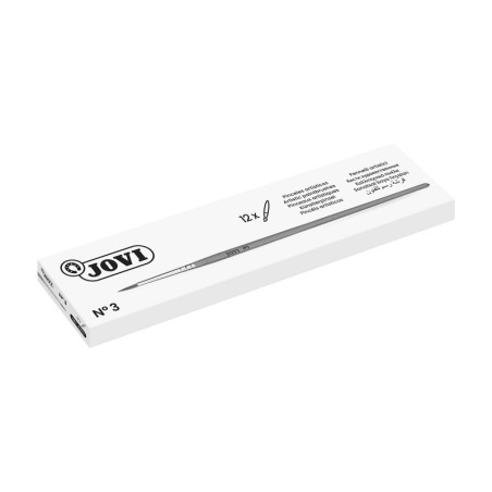Pack de 12 - Pinceau Artistique Jovi N° 3 - Poils Naturels Doux - Manche en Bois - Pointe Ronde