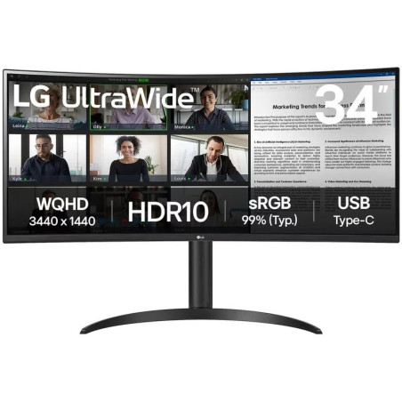 Moniteur LG Ultrawide 34" Courbe LED VA WQHD 100Hz - Temps de réponse 5ms - Angle de vision 178º