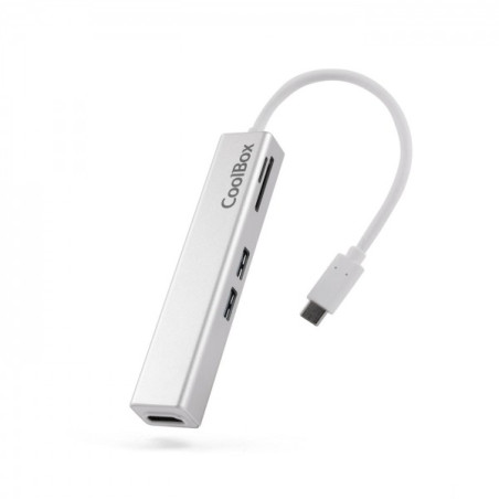 Coolbox miniDock 5 en 1 USB-C vers HDMI / 2xUSB3.0 / 1xMicroSD / 1xSDPD - 0.14m - Couleur Gris Métallisé