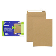 Pack Bismark de 5 enveloppes en papier kraft 90g - Dimensions 229x324mm - Fermeture auto-adhésive - Couleur marron